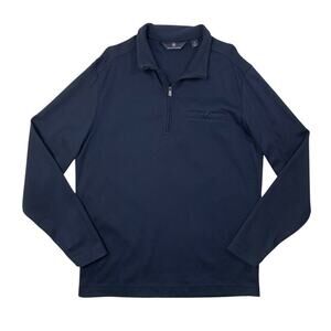 Hart Schaffner Marx Sweatshirt Mens M Medium Navy Cotton 1/4 Zip Pullover Pocket